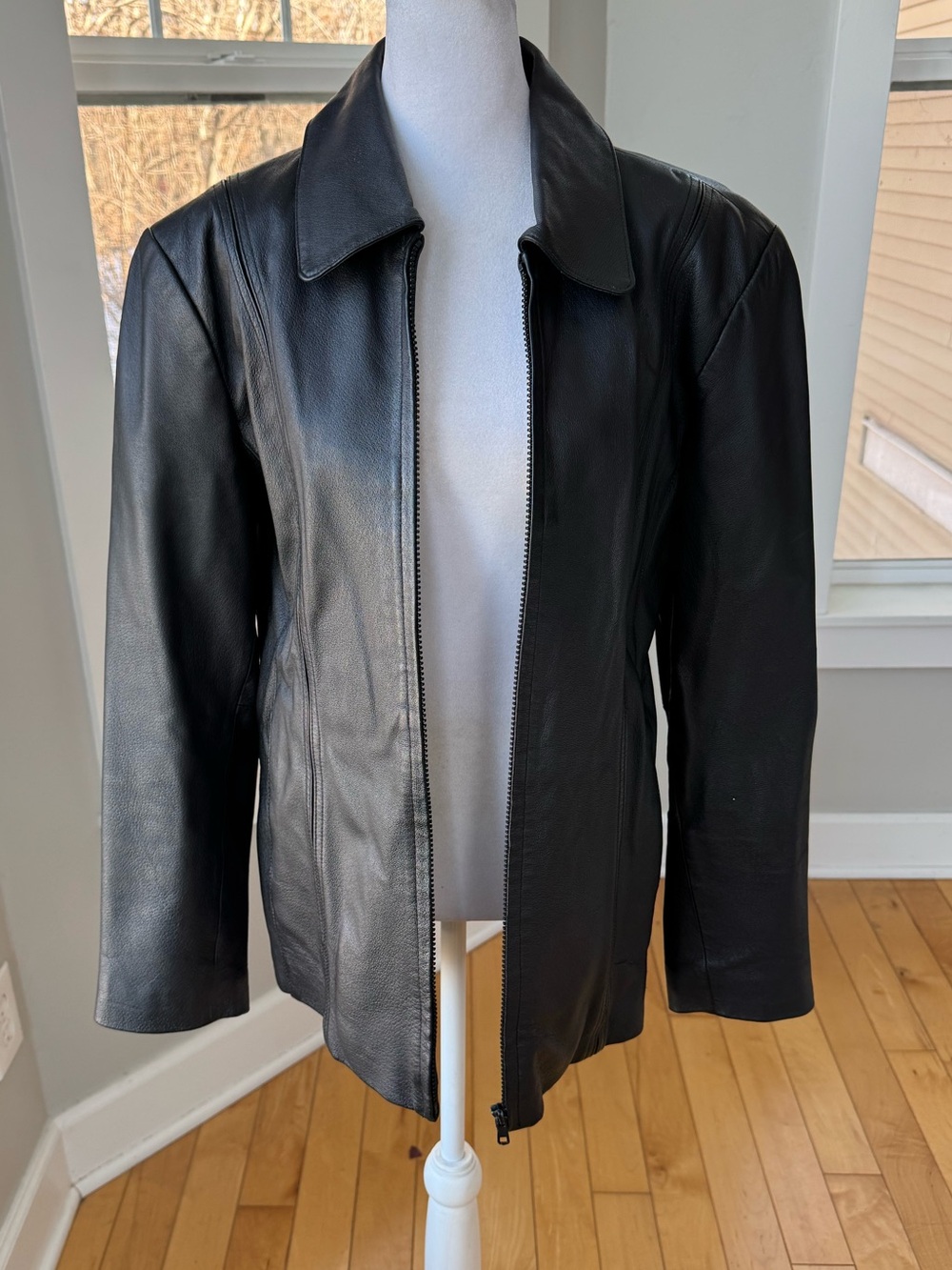 Vintage 90s Worthington Black Genuine Leather Jacket Size Medium